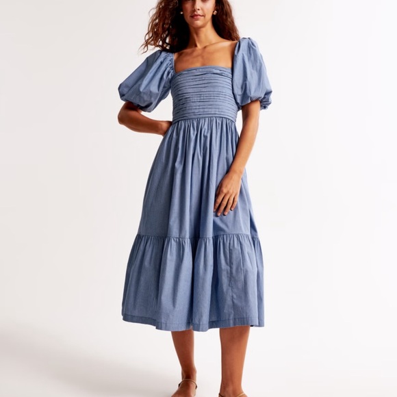 Make A Offer! The A&F Emerson Poplin Puff Sleeve Midi Dress - Picture 6 of 6